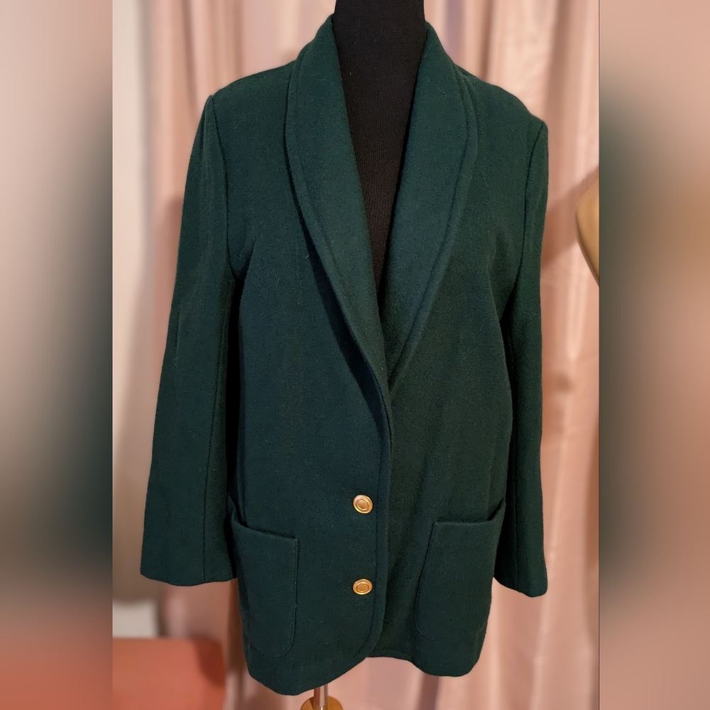 Green Wool Blend Blazer Size 14